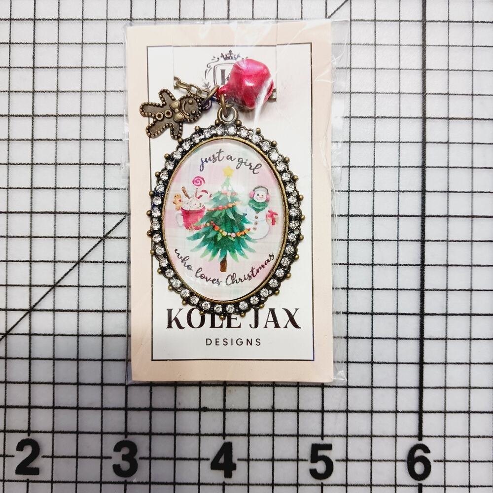 Necklace Kole Jax Christmas Pendant Gingerbread Snowman Tree Rhinestone NWT NIP